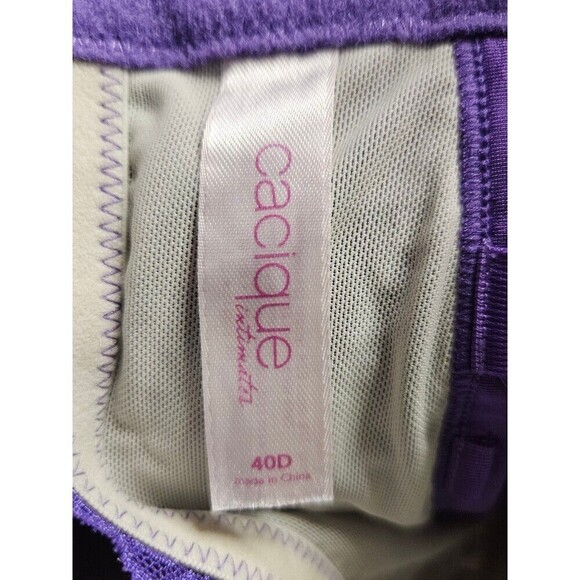 Cacique Purple Crystal and Lace Bra Size 40D - Picture 7 of 7